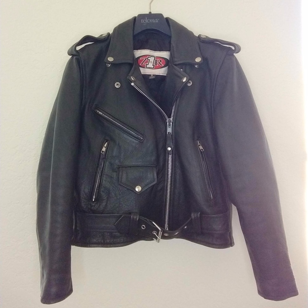 ZR1 classic black leather double rider jacket 8 - new